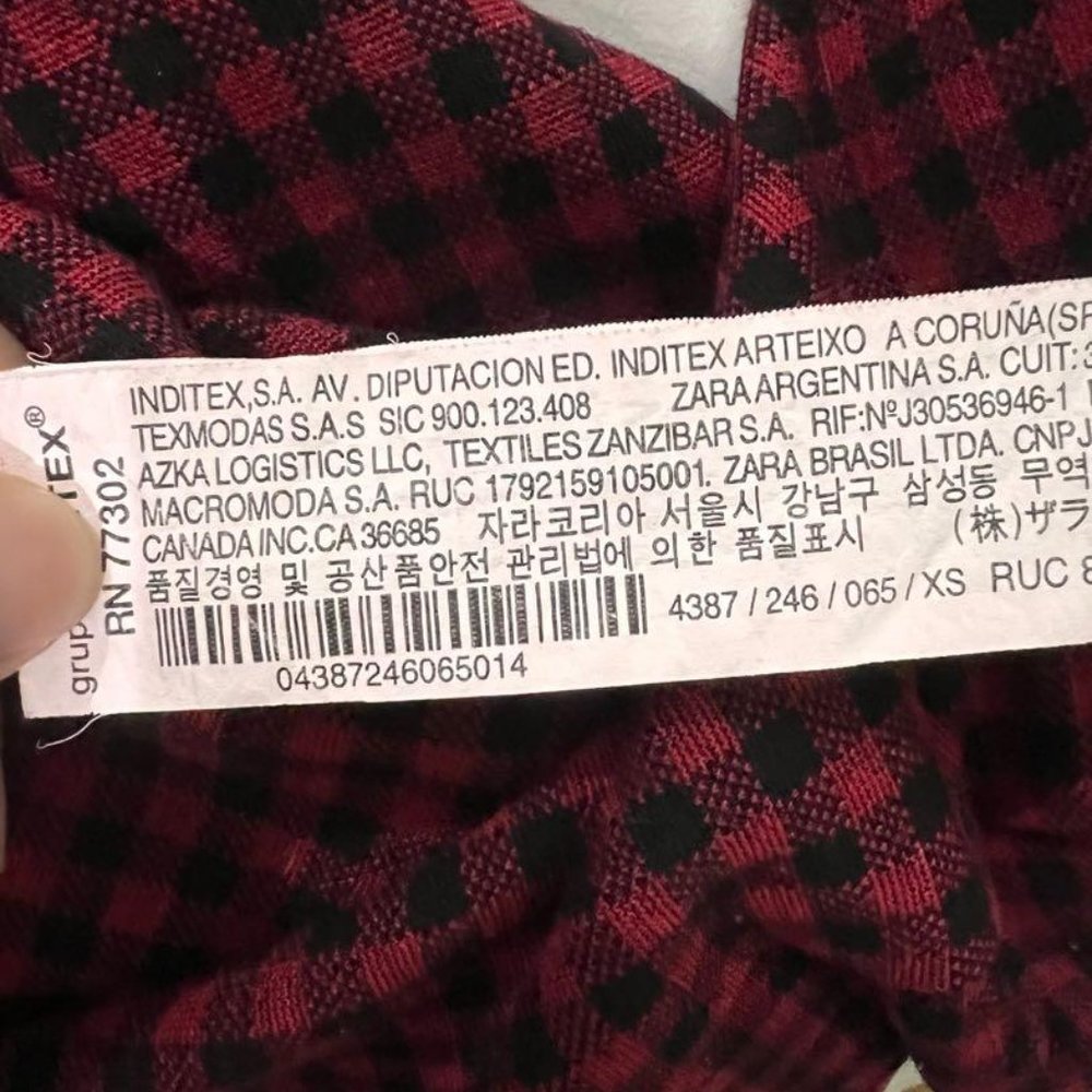 ZARA Red and Black Checked Leggings, Front Zipper, Ankle Length - Picture 8 of 8
